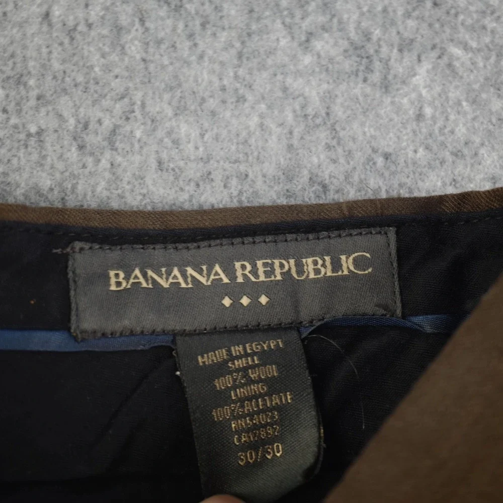 Banana Republic Dress Pants Mens 30x30 Brown Flat Front 100% Wool